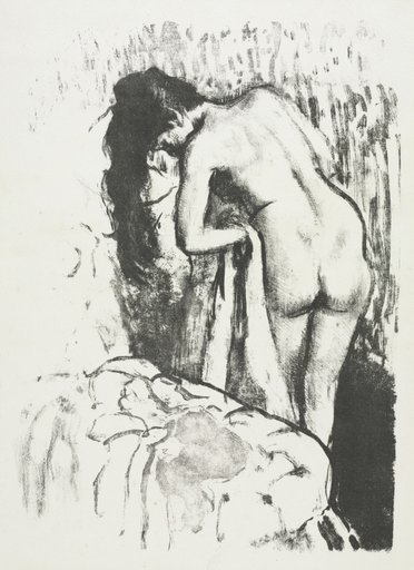 Nude Woman Standing, Drying Herself