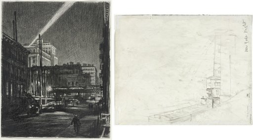 New York Night (recto) Study for New York Night (verso)