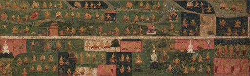 Temple Banner with pilgrimage sites and scenes from the "Svayambhu-purana" (Ancient Text of the Primordial Buddha)