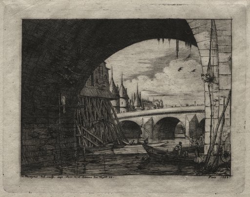 Etchings of Paris: An Arch of the Notre Dame Bridge
