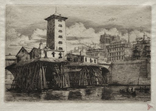 Etchings of Paris: The Notre Dame Pump