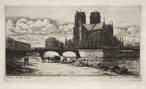 Etchings of Paris: The Apse of the Cathedral of Notre Dame