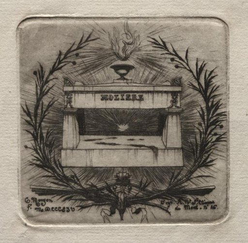 Etchings of Paris: Molière's Tomb in Père Lachaise Cemetery