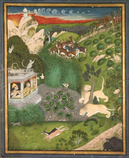 Royal women shooting from a pavilion