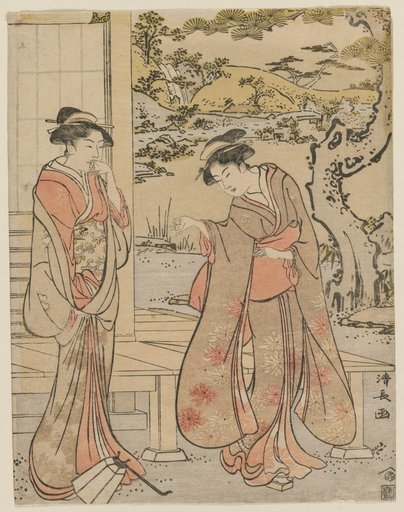Woman Dropping a Lantern by a Porch