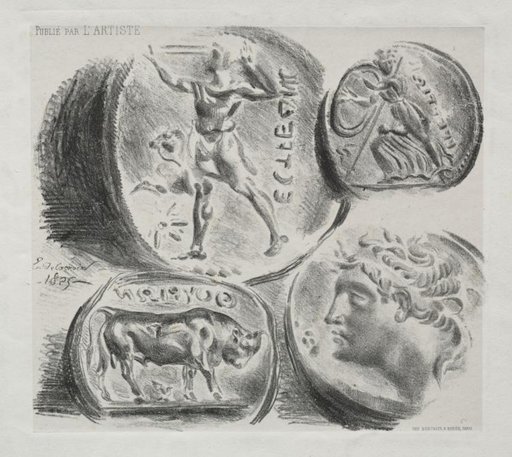 Sheet with Four Antique Medals