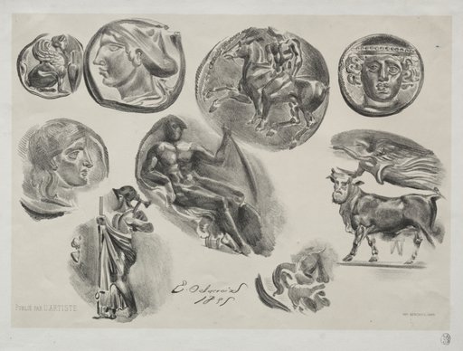 Sheet with Nine Antique Medals