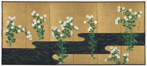 Chrysanthemums by a Stream