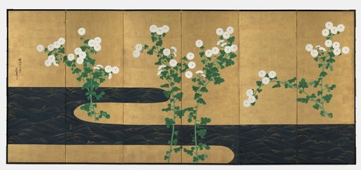 Chrysanthemums by a Stream