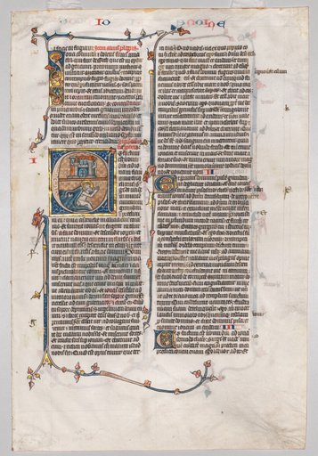 Single Leaf from a Bible: Initial E[t factum est] with Jonah Swallowed by the Whale