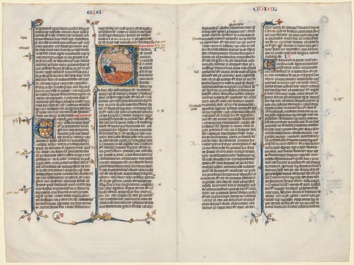 Bifolium from a Bible: Initial E[t factum est] with Ezekiel