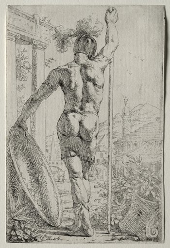 A Soldier Standing, Seen from Behind