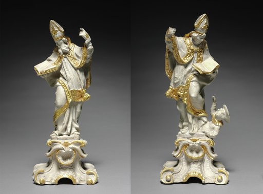 Bishop Saint Statuette Pair