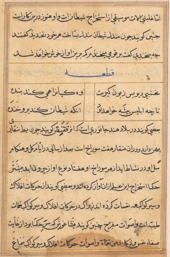 Page from Tales of a Parrot (Tuti-nama): text page
