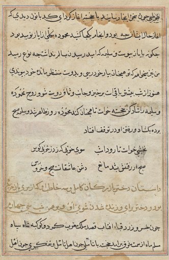 Page from Tales of a Parrot (Tuti-nama): text page