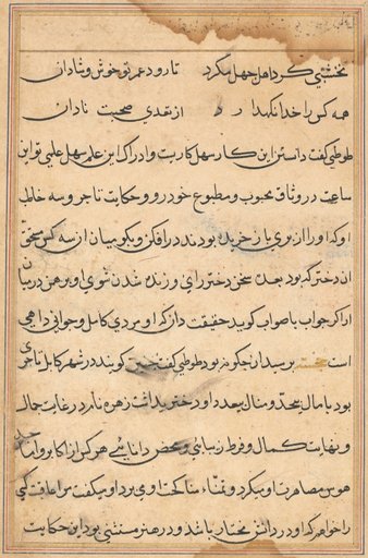 Page from Tales of a Parrot (Tuti-nama): text page
