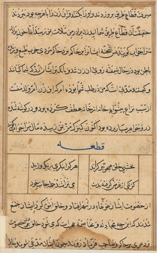 Page from Tales of a Parrot (Tuti-nama): text page