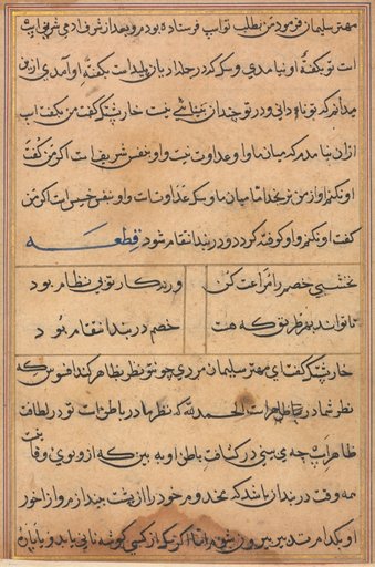 Page from Tales of a Parrot (Tuti-nama): text page