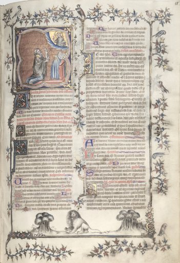 The Gotha Missal: Fol. 11r, Offering of the Souls; Bas-de-Page, Lions