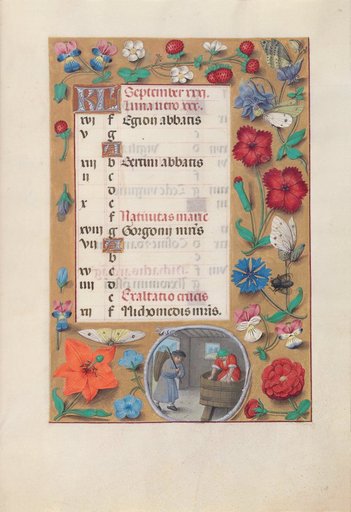 Hours of Queen Isabella the Catholic, Queen of Spain: Fol. 10r, September