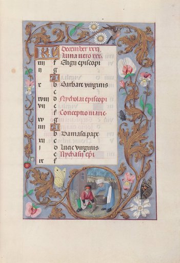 Hours of Queen Isabella the Catholic, Queen of Spain: Fol. 13r, December