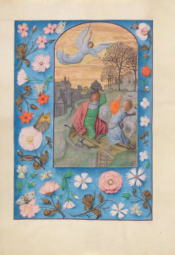 Hours of Queen Isabella the Catholic, Queen of Spain: Fol. 131v, Annunciation to the Shepherds