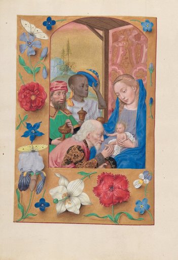 Hours of Queen Isabella the Catholic, Queen of Spain: Fol. 136v, Adoration of the Magi
