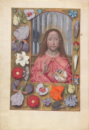 Hours of Queen Isabella the Catholic, Queen of Spain: Fol. 14v, Salvator Mundi