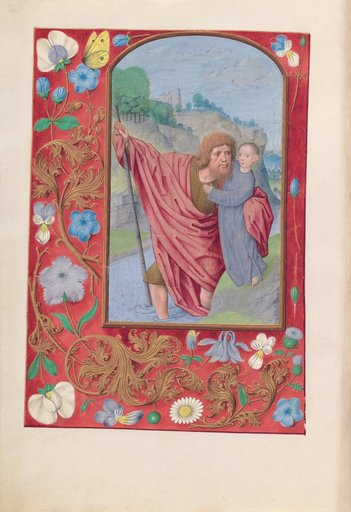 Hours of Queen Isabella the Catholic, Queen of Spain: Fol. 179v, St. Christopher