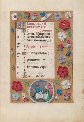 Hours of Queen Isabella the Catholic, Queen of Spain: Fol. 2r, January - Feast