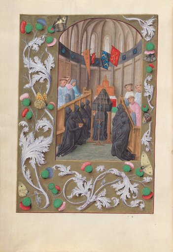 Hours of Queen Isabella the Catholic, Queen of Spain: Fol. 219v, Funeral Service