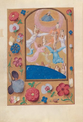Hours of Queen Isabella the Catholic, Queen of Spain: Fol. 24v, Souls of the Saved Brought to Heaven