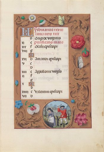 Hours of Queen Isabella the Catholic, Queen of Spain: Fol. 3r, February