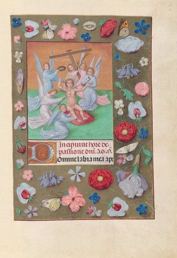 Hours of Queen Isabella the Catholic, Queen of Spain: Fol. 50r, Infant Christ with Instruments of the Passion