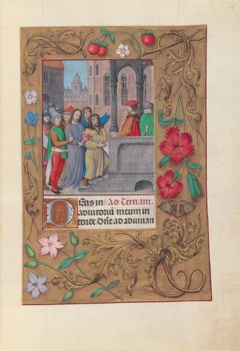 Hours of Queen Isabella the Catholic, Queen of Spain: Fol. 63r, Christ before Pilate