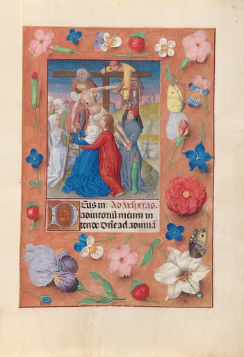 Hours of Queen Isabella the Catholic, Queen of Spain: Fol. 73r, Descent from the Cross