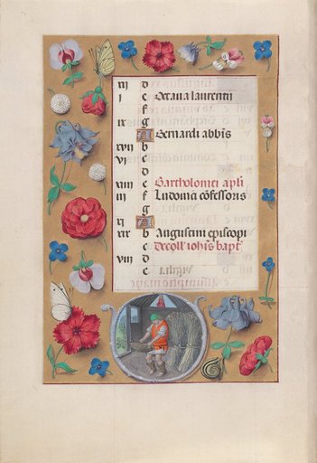 Hours of Queen Isabella the Catholic, Queen of Spain: Fol. 9v, August