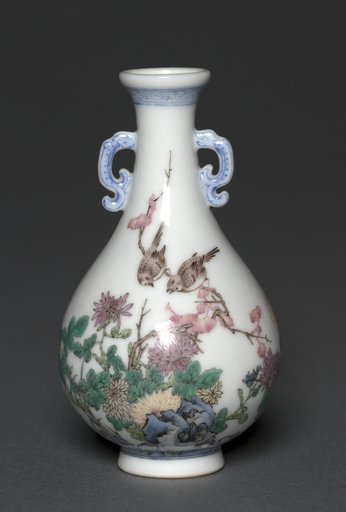 Miniature Vase with Birds and Chrysanthemums