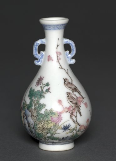 Miniature Vase with Birds and Chrysanthemums