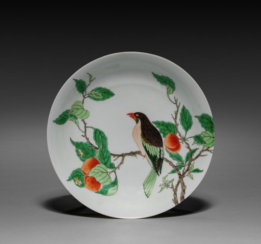 Dish with Bird on Fruit Tree Branch