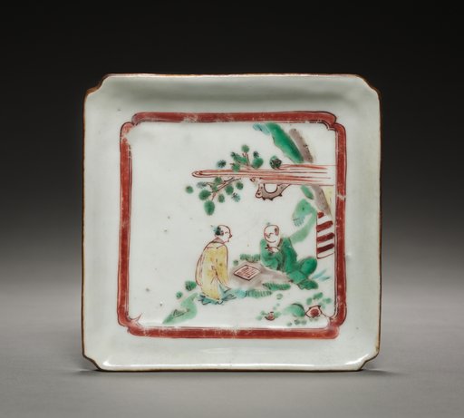 Dish with Two Men Playing Go