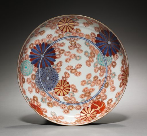 Dish with Chrysanthemums and Marigolds