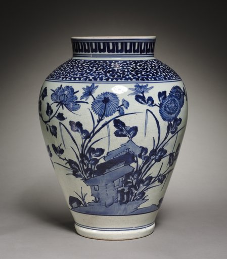 Large Jar with Peonies, Orchids, and Chrysanthemums