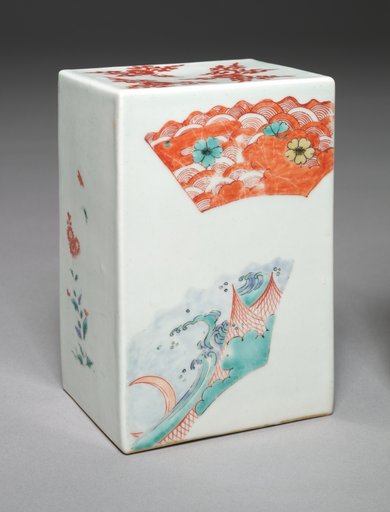 Pillow with Fan and Floral Decoration