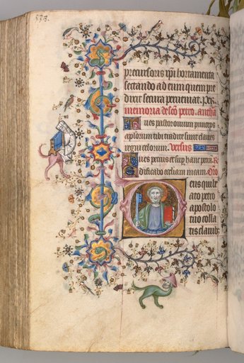 Hours of Charles the Noble, King of Navarre (1361-1425): fol. 263r, St. Peter