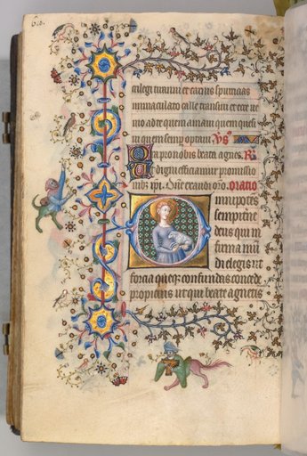 Hours of Charles the Noble, King of Navarre (1361-1425): fol. 299v, St. Agnes