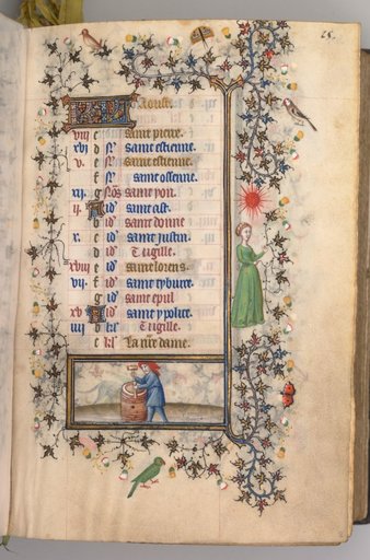 Hours of Charles the Noble, King of Navarre (1361-1425): fol. 8r, August