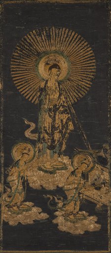 Embroidered Welcoming Descent of Amida Triad