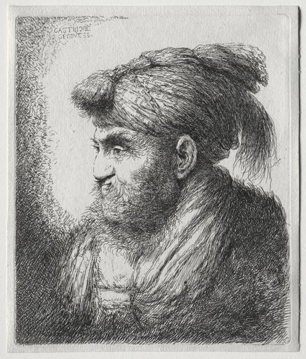 The Large Heads of Men in Oriental Headdress: A Man Nearly in Profile and Turned to Left