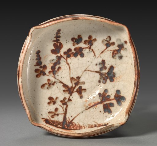 Dish with Design of Plum Trees: Shino Ware